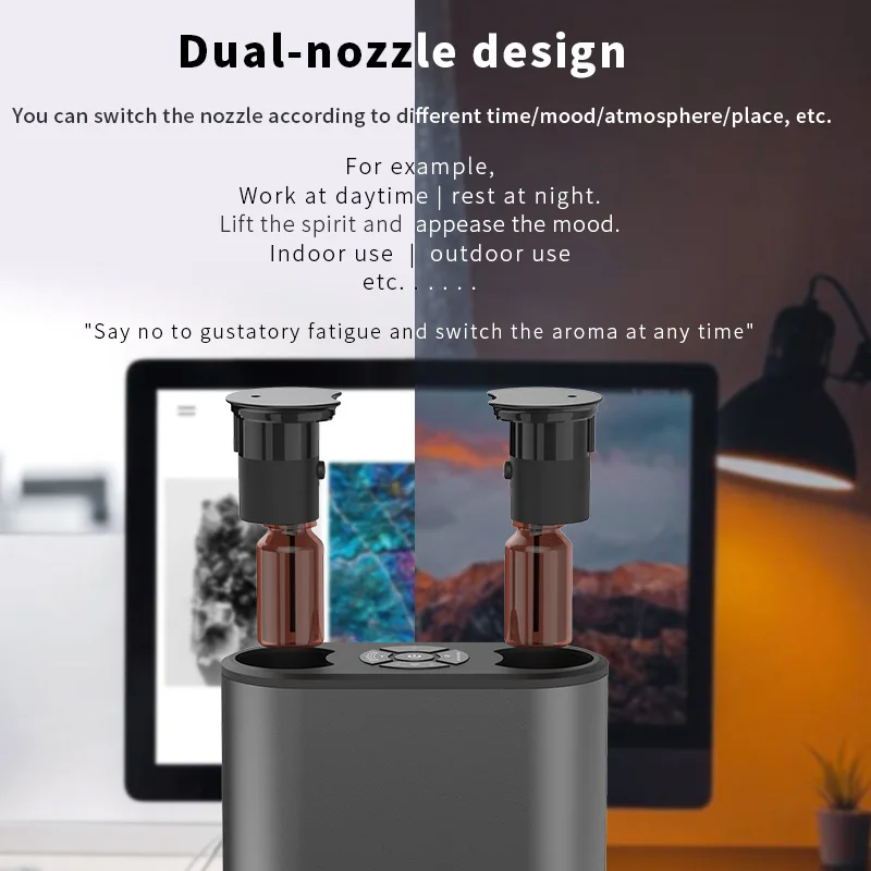Double Nozzle Design Aroma Diffuser Waterless Battery Powered Car Aromatherapy Essential Oil Diffusers