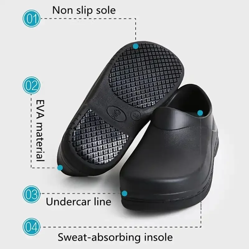 EVA antiskid clogs ASTM certificate black wear-resistant work chef kitchen shoes