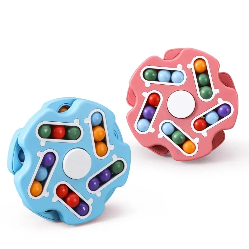 Hot Sale Rotating Magic Bean Cube Fidget Spinner Cube Double Flip Handheld Puzzle Beads Fingertip Gyro Disk Magical Bean Cube