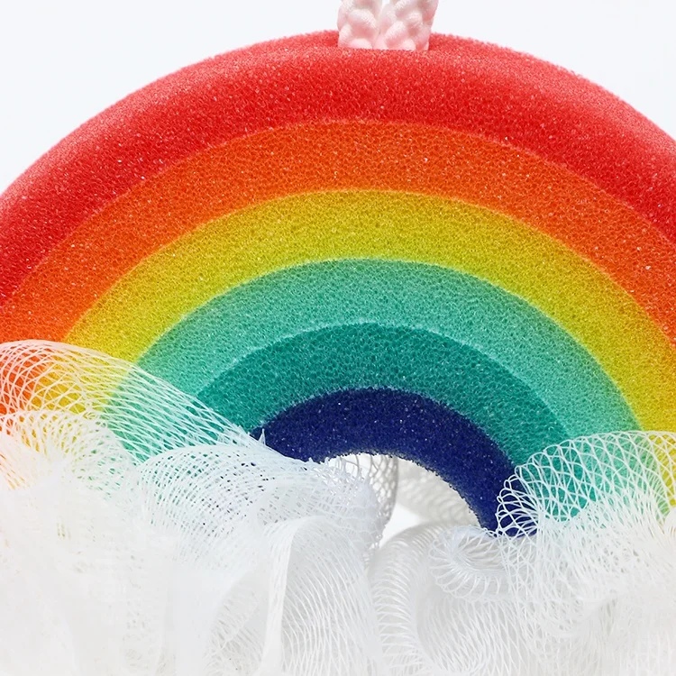 Rainbow shape kids bath sopa sponge exfoliating bath shower sponge for body cleaning Scrubbers Mesh Loofah Sponges