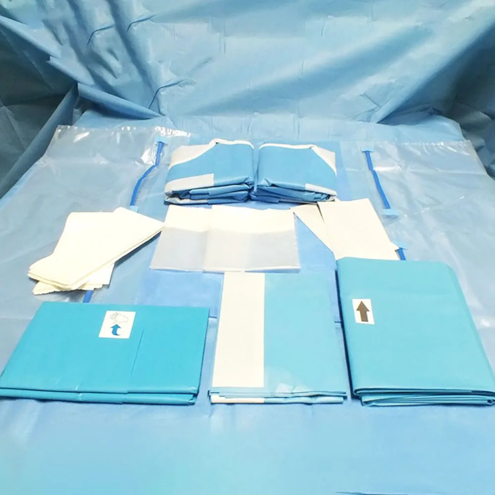 Angiographic procedures Cardiovascular Angiography Drape Set Pack with 2 holes for hospital