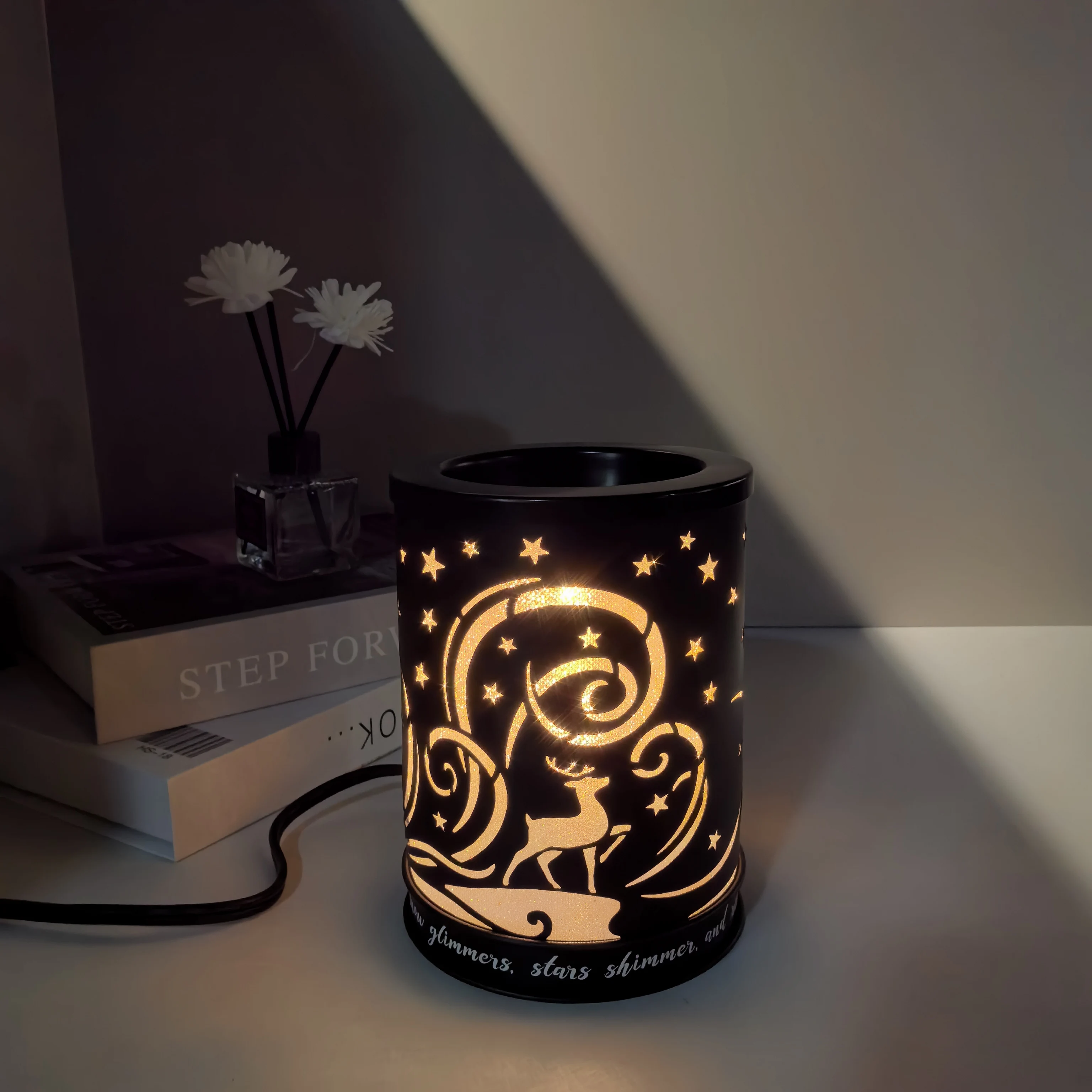Electronic Wax Seal Warmer Black Single Wax Warmers Wholesale Warm Aroma Lamps Christmas Candle Warmer Lamp Oil Metal Wax Burner