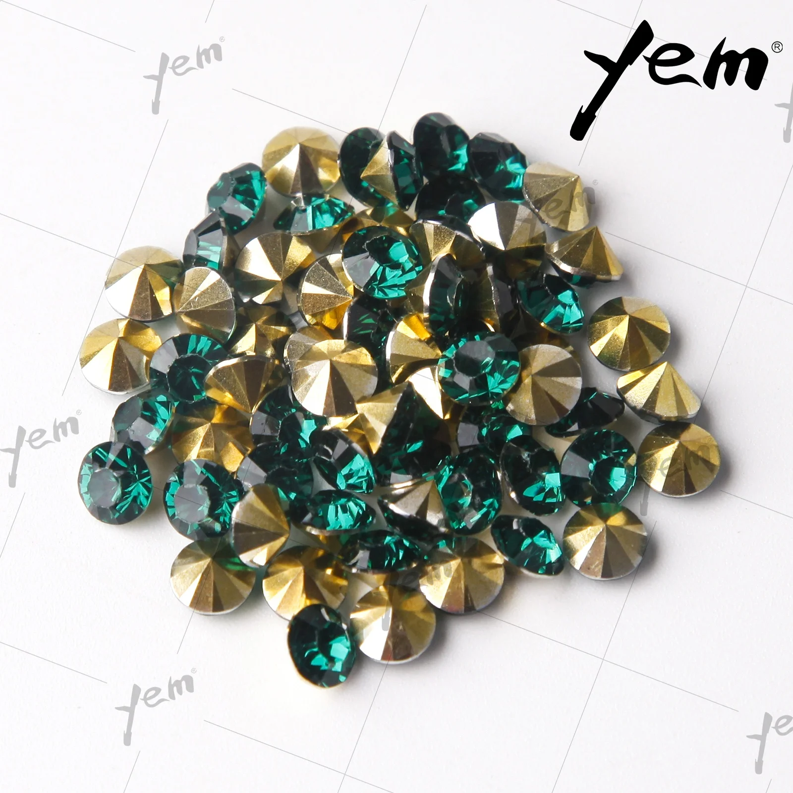YEM Crystal Rhinestone Resin Stone SS6 SS8 SS10 SS12 SS14 SS16 SS45 Pointed Back Non Hot-fix Fancy Rhinestone