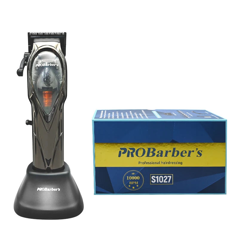 Professional 10000RPM Brushless Magnetic Motor Cutting Machine Cordless Hair Clippers with Charging Base