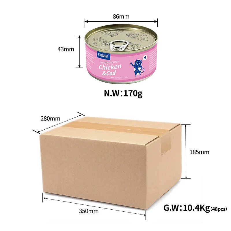 Оптовая продажа 170 г белое мясо кошачьи консервированные закуски для молодых кошек