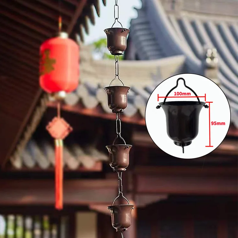 Garden Decorative Aluminum Rain Chains for Gutters Roof Gutter Downspout Channel Rainwater Catcher Diverter