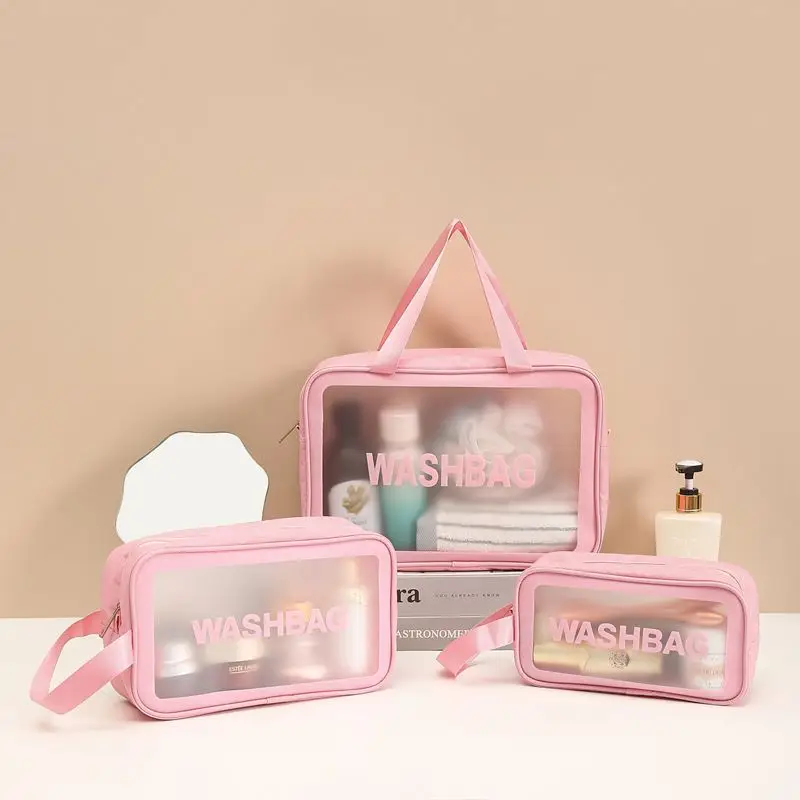 wholesale custom PVC clear cosmetic bag with logo travel cosmetic bag 3pcs set cosmetic gift bags