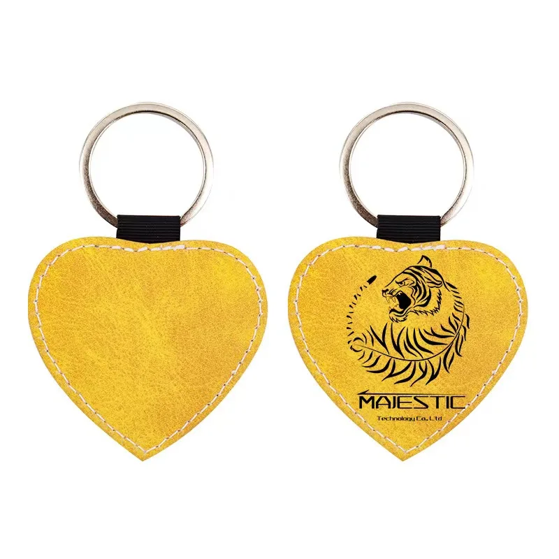 Wholesale PU Sublimation Heart Keychain Blank Custom Logo Double Side Printing Sublimation Leather Keychains