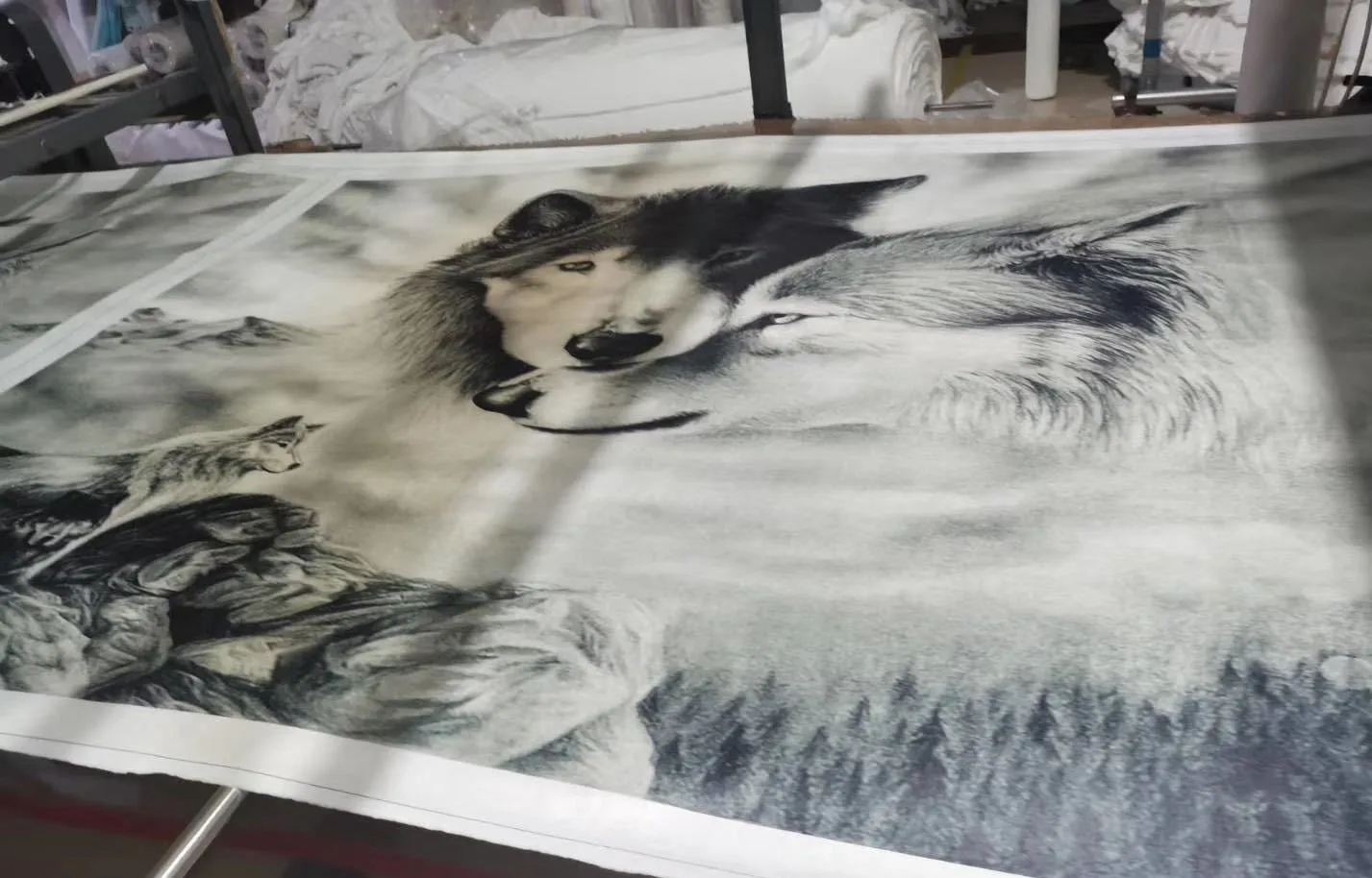 OEM ODM Customized Photo 3d Digital Printing Wolves Flannel Fabric Sherpa Fleece Blanket