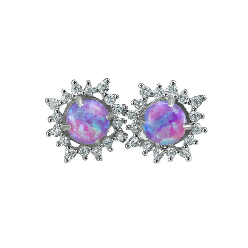 925 серьги-гвоздики из стерлингового серебра и белого золота с огненным опалом