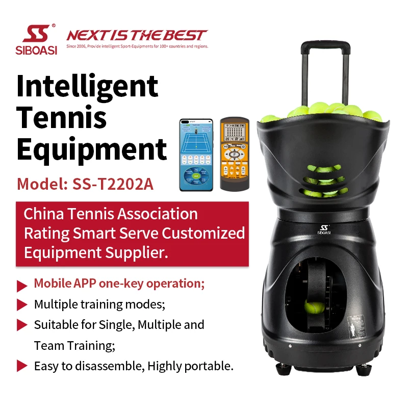 Custom factory direct sell siboasi tennis  machine portable tennis shooting machine player training tennis ball machine