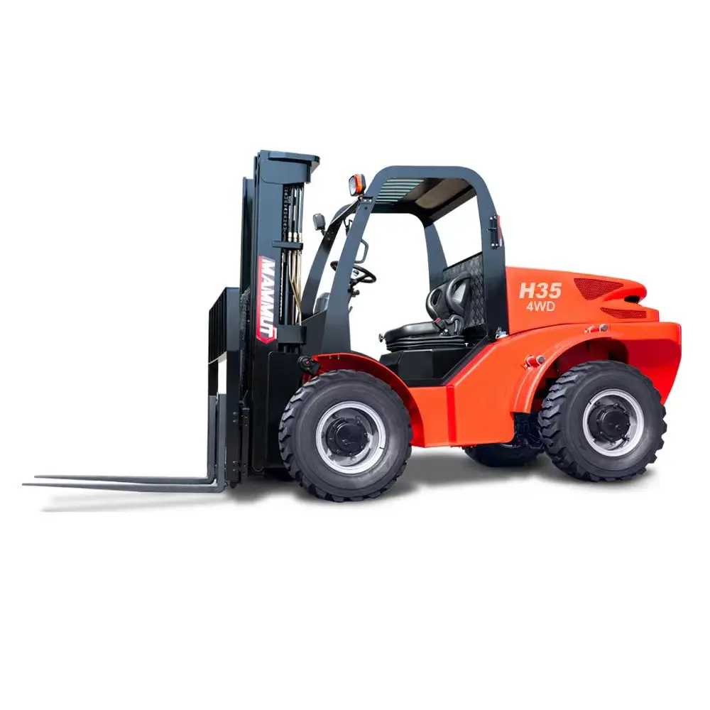 3ton high quality 4WD 3 mast 4.5 m all terrain container manual c240 isuzu diesel mesin forklift