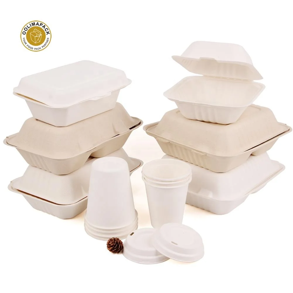 Disposable Compostable Sugarcane Lunch Box Biodegradable Food Container Bagasse Packaging