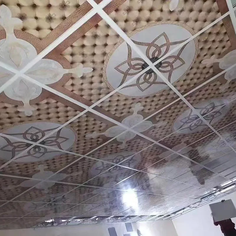 New Decorative morden design interior white Square 60*60cm Pvc Ceiling Panel Board 2x2 ceiling tiles for house ceiling