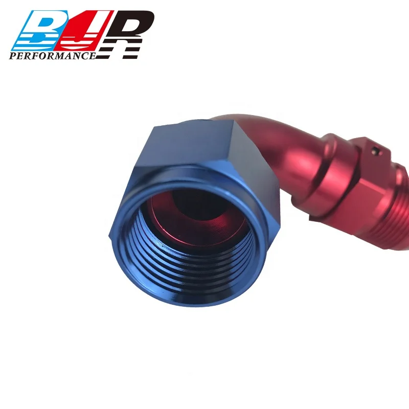 BJR Performance AN4 AN6 AN8 AN10 90deg Black Aluminum Cutter Hose End