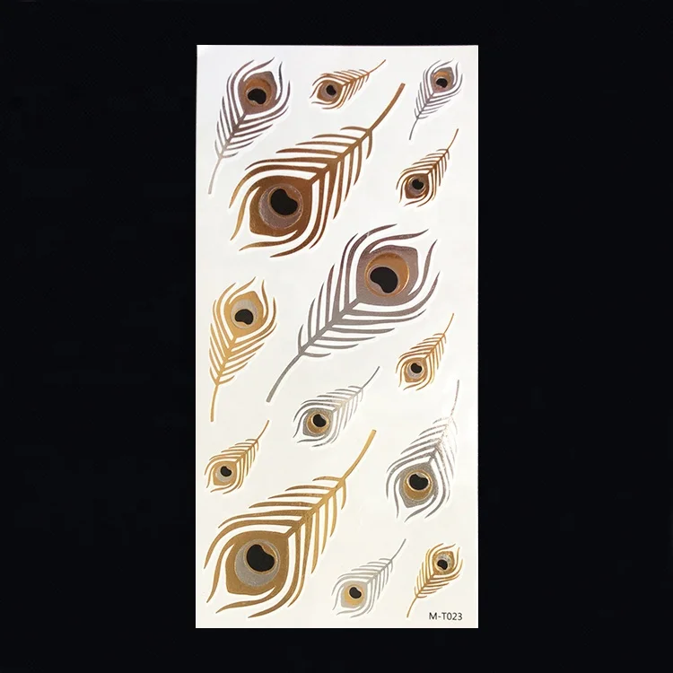 Water Transfer Temporary Body Flash Metallic Gold Tattoo Sticker For Women