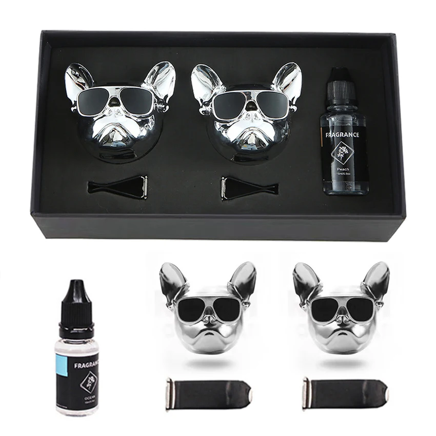 Brand New French Dog Head  shaped Bulldog auto air freshener car interior accessory good smell in car with Liquid perfume