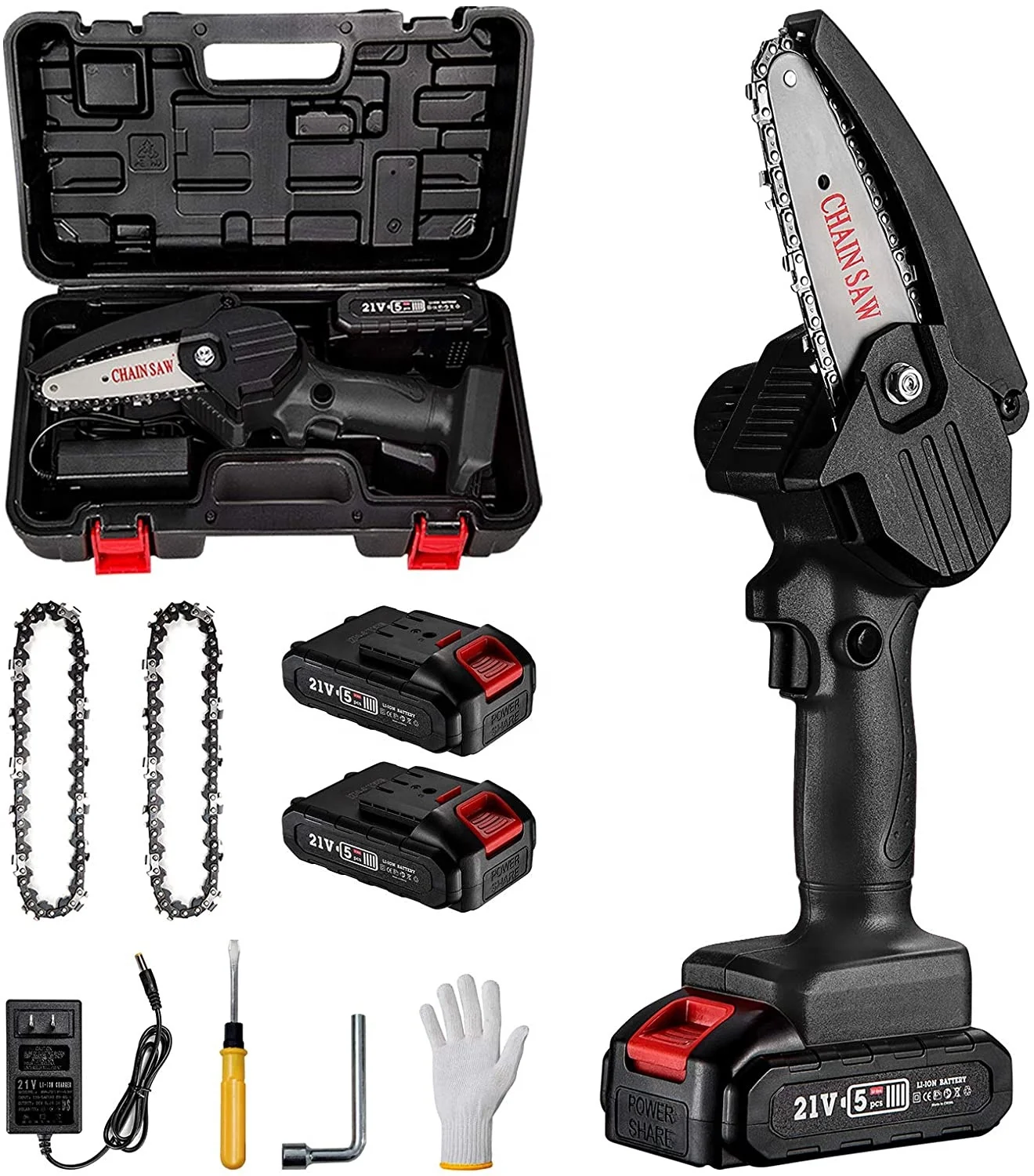 
Upgraded Mini Chainsaw, 4-Inch Cordless Chainsaw Portable Lightweight Lithium Battery Chain Saw for Courtyard Tree Wood Cutting 