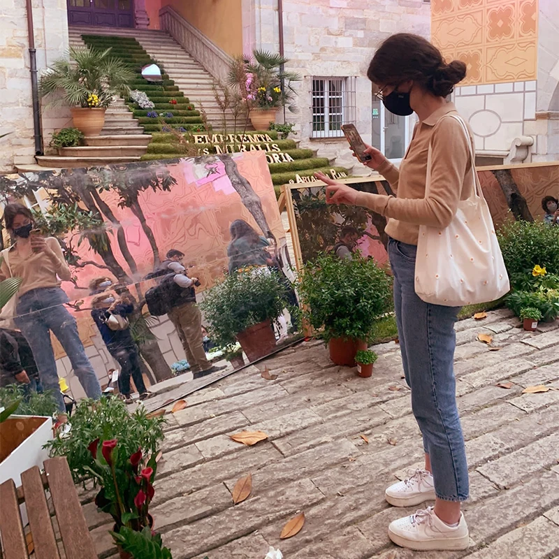 2021 New Designers Small Cute Daisies Embroidery Mesh Cotton Canvas Shopper Tote Bags for Women