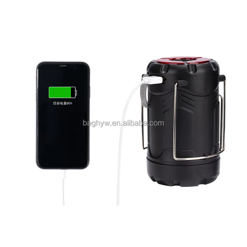 Outdoor 3 in 1 Survival SOS Portable Magnet Waterproof USB Telescopic Rechargeable Camping Tent LED Lantern Lamps Light