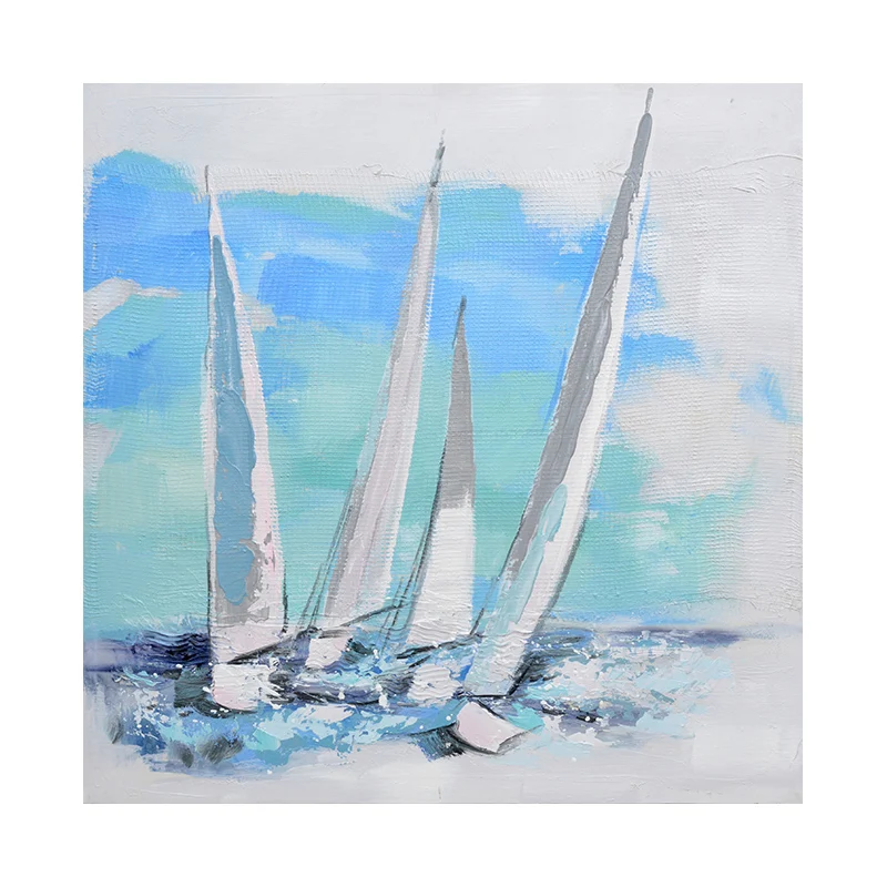 Sailing boat wood frames decor oil acrylic paint decoration room home paintings