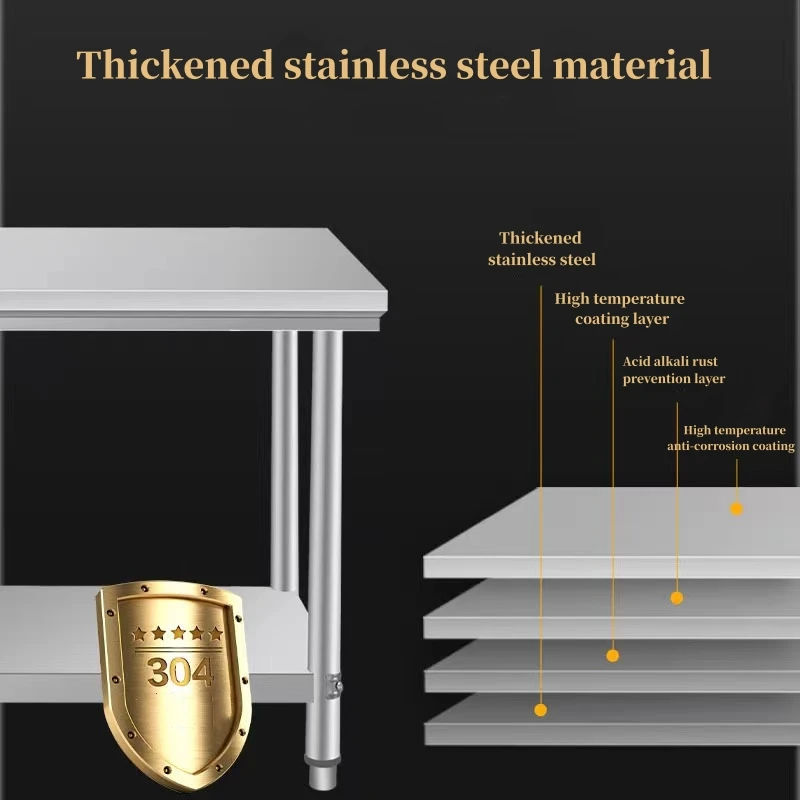 Stainless Steel Prep Table High load-bearing capacity Kitchen Prep cutting board work table Kitchen Equipment Workbench