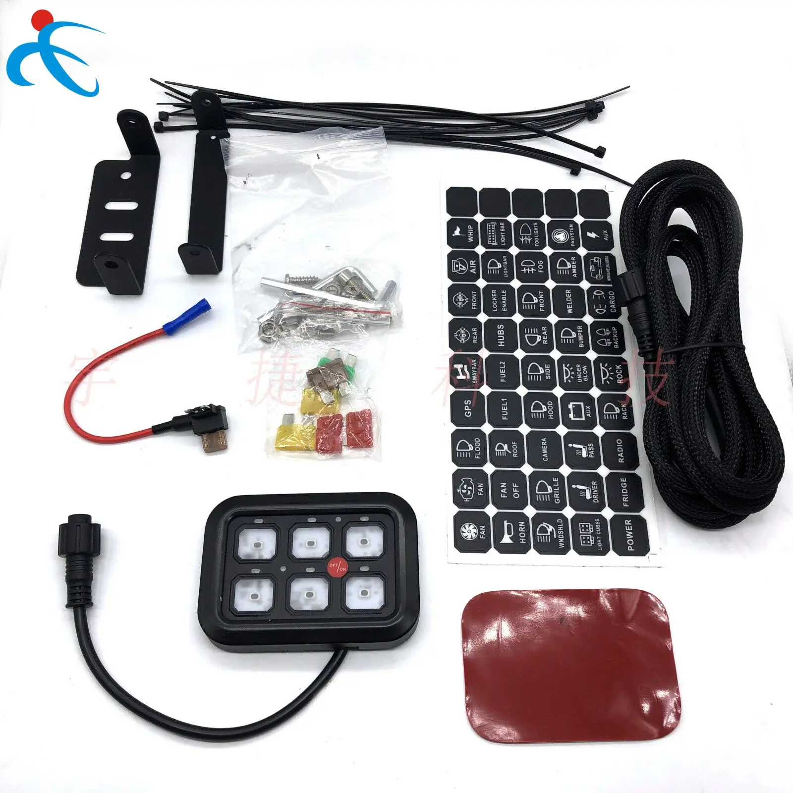 6 Gang Switch Panel Universal Circuit Control Relay System with Fuse Wiring Harness Automatic  ON-Off LED Switch Pod for Cars