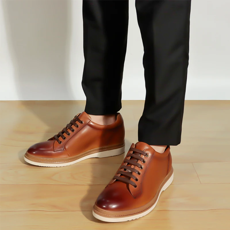 Online hot selling Brush Leather elevator shoes Classical Style men Height increasing shoes High Quality Dress Shoes Men