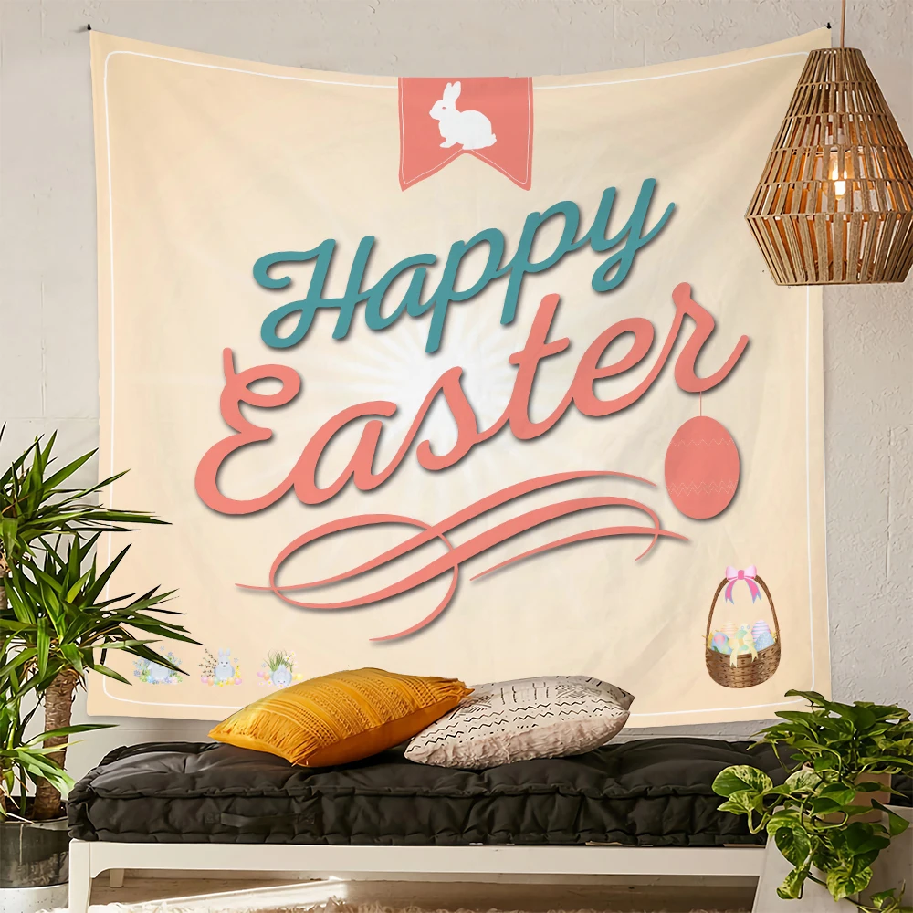 Wholesale selling bedroom living room decorative tapestry custom printing 100% colorful Easter tapestry