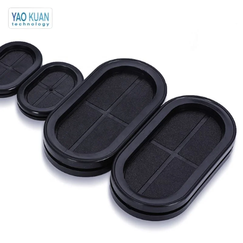 Groove Black Synthetic Rubber Oval Shape Double-Sided Wires Grommet Gaskets Protector Rings