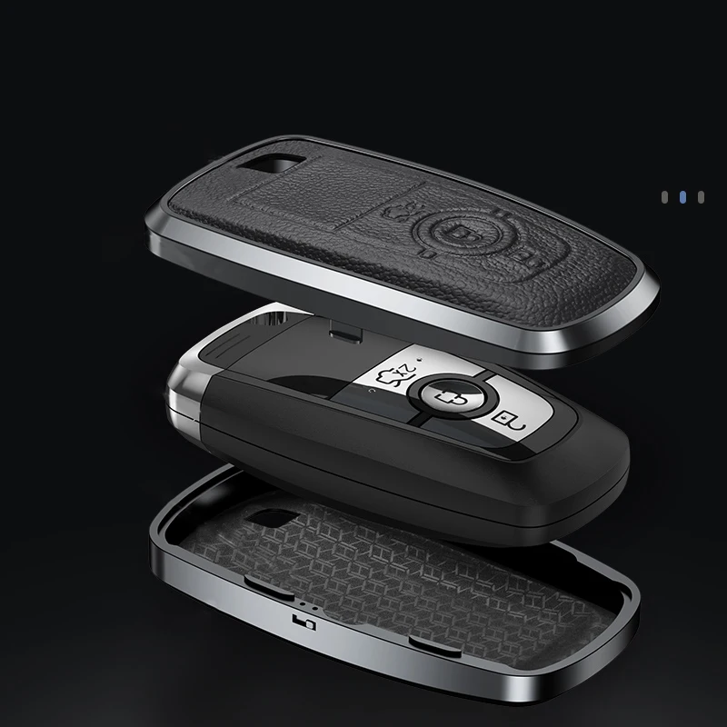 Factory Direct Sale Leather Four Button Car Smart Key Case Cover For Ford/EVOS/Explorer