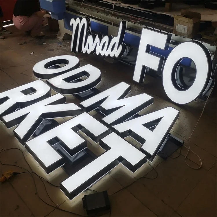 3D waterproof contemporary advertising poster illuminated sign custom  led frontlit backlit letter sign