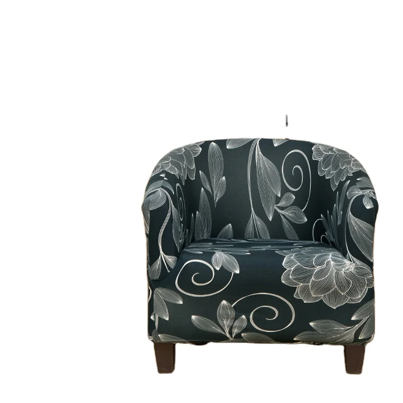 U Shape Club Chair Slipcover Stretch Armchair Covers Printed Tub Sofa Cover Spandex Couch for Bar Counter Living Room