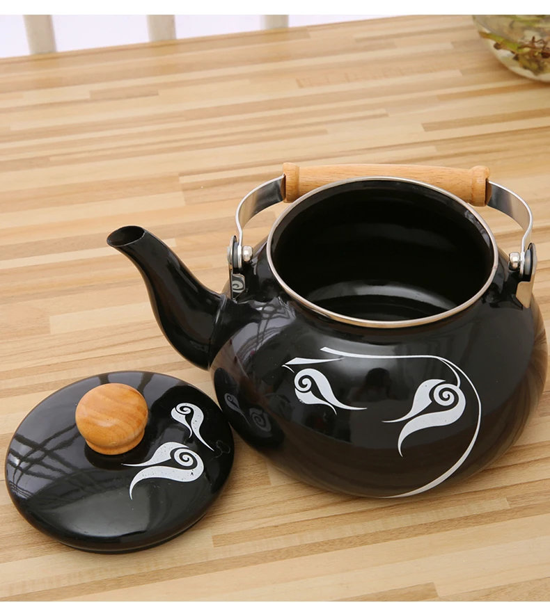 Factory Wholesale white/black double kettle Enamel coating Turkish cooking enaeml tea pot set