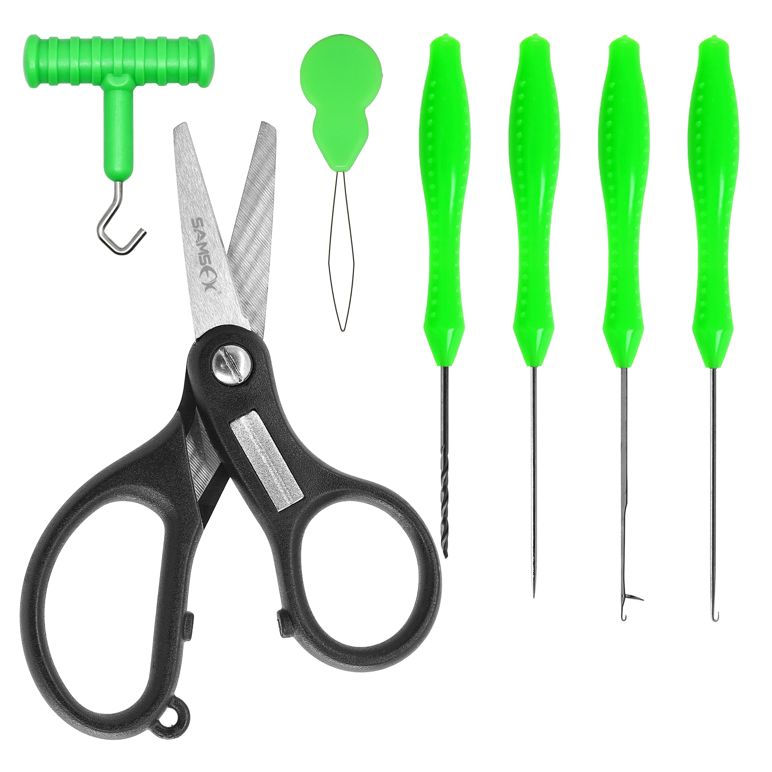 
SAMSFX Carp Fishing Tackle Drill Rigging Tool with Scissor Knot Tyer Kit Bait Needle Baiting Needle Accessories 