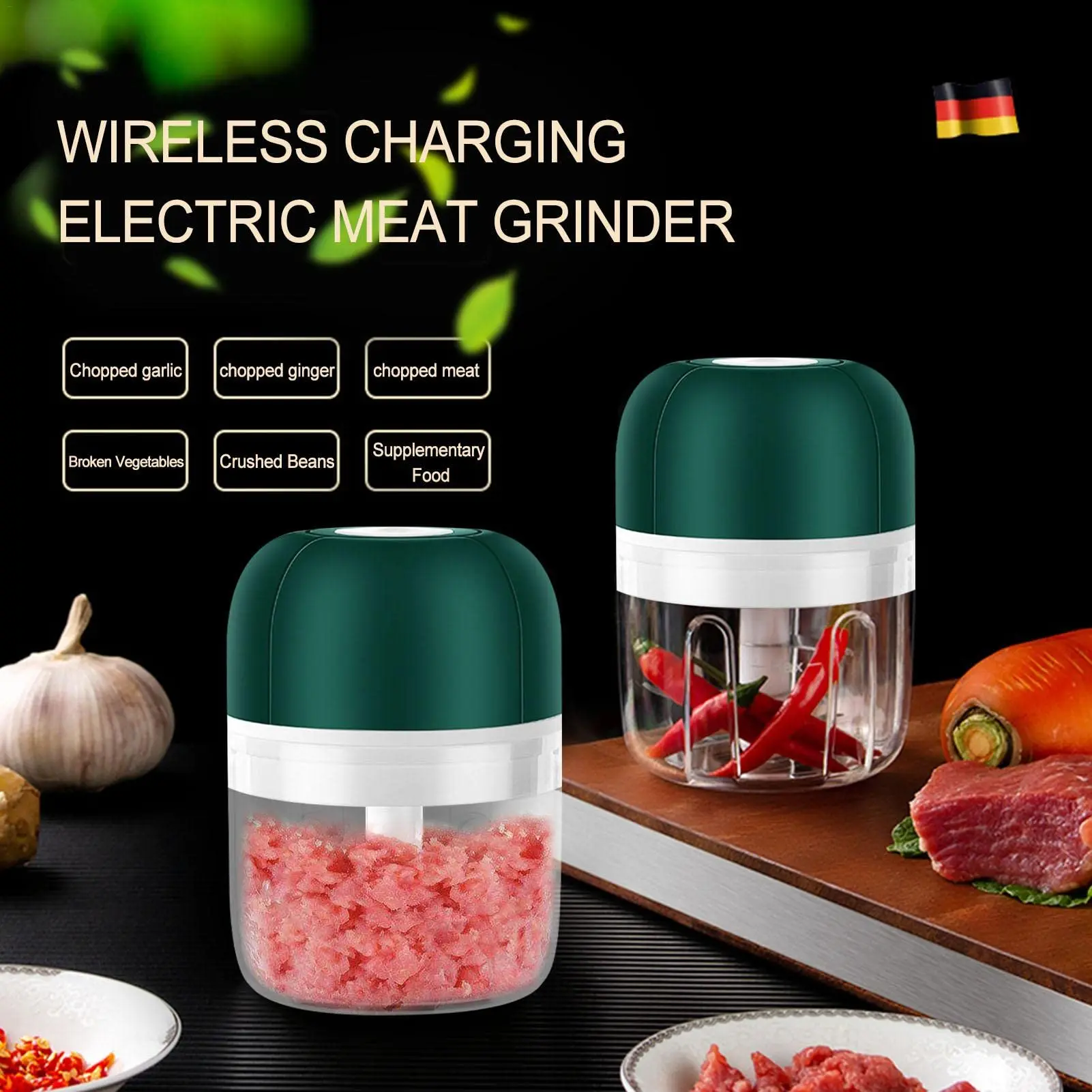 Mini Electric Masher Garlic Grinder Wireless Crusher Chopper Shredder Mashed Fresh Pepper Mixer with USB Charging