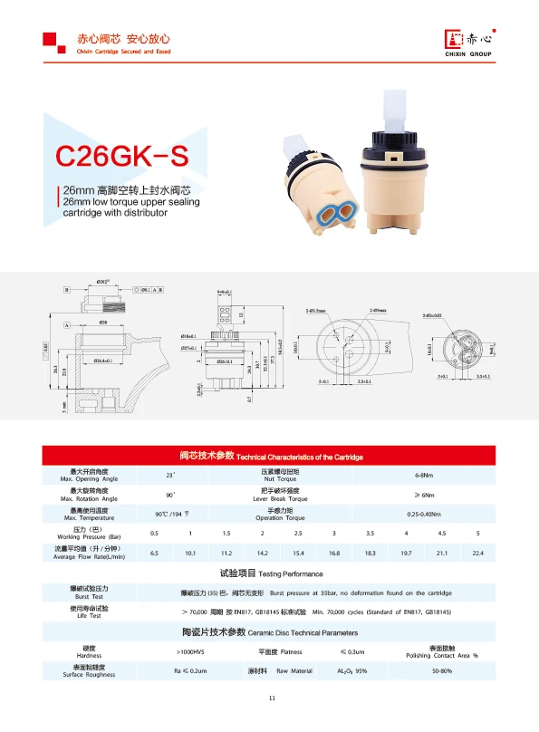 Chixin Faucet Ceramic Mixer Cartridge Bathroom Faucet Cartridge