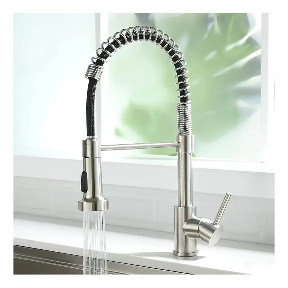 Kitchen Faucet with Pull Down Sprayer Brushed Nickel Stainless Steel Single Handle Pull Out