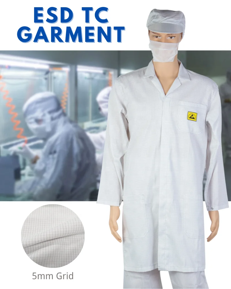 Leenol customized TC garments ESD gown cotton lab coat esd smock