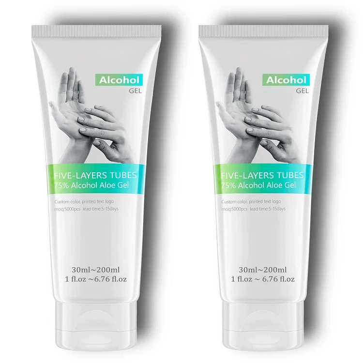 
30ml 50ml 75ml 200ml 6.76fl.oz 5-layers Plastic Squeeze transparent Alcohol Aloe Disinfection Desinfektions gel tube 