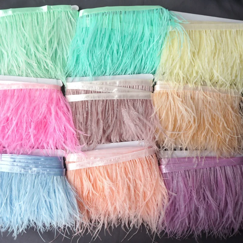 9-11cm Decor trim for Dance Costumes Dresses skirt pajamas Ostrich Feather trim fringe lace for decoration, feather accessories