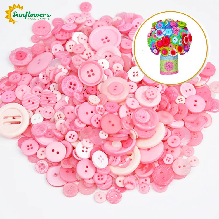 Pink Eco-friendly Plastic Buttons for DIY Craft Toys