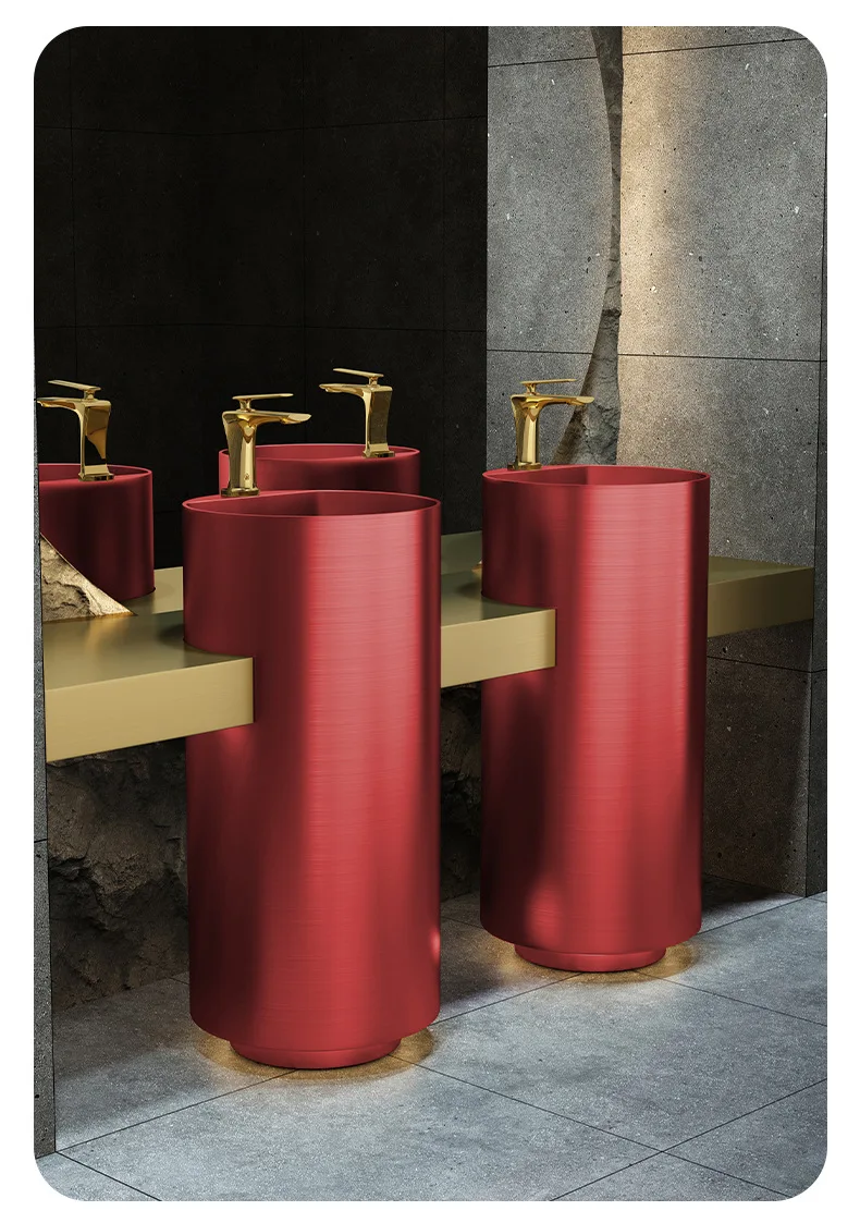 Hotel floor type circular column basin Stainless Steel Basin Sinks