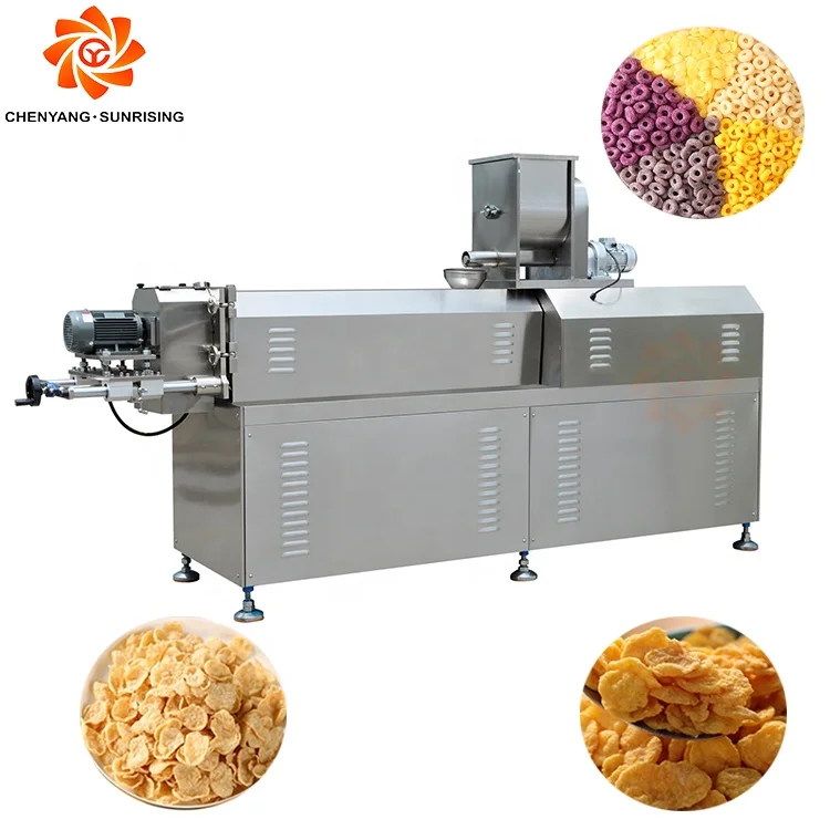Automatic Puffed cornflakes making extruder machine breakfast cereal corn flakes complete production line