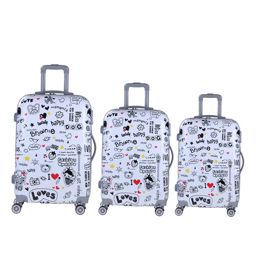 
Cute style 3PCS PC luggage set trolley luggage suitcase for traveling 