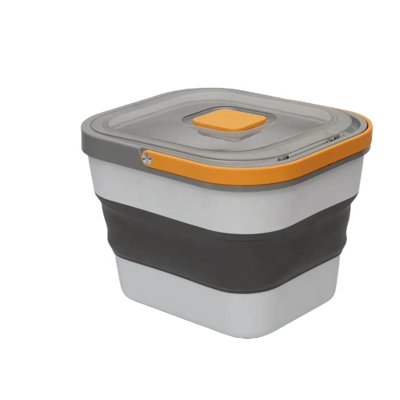 13L Multifunctional Foldable Square Bucket Large Capacity Portable Container for Pet Food Grains and Rice Storage