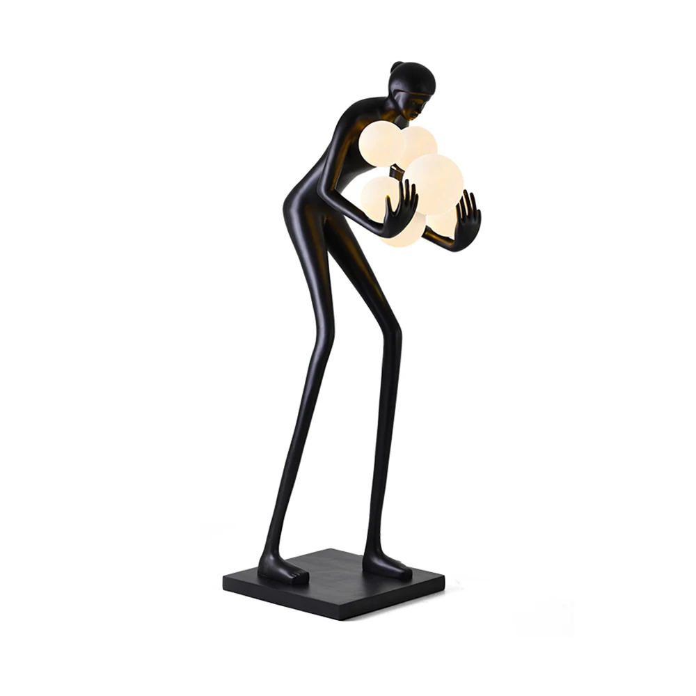 hotel lobby big person people black fiberglass decoration floor lamp for live room led hotel lobby