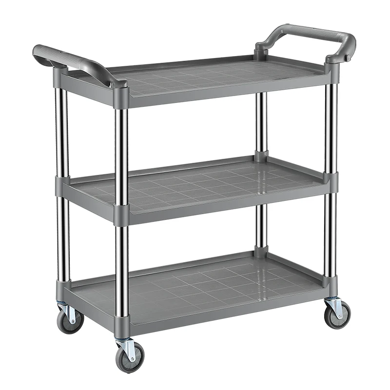 Factory 3-layer Kitchen Trolley Plastic & stainless steel Restaurant Service Trolley Food Serving Storage Trolley cart