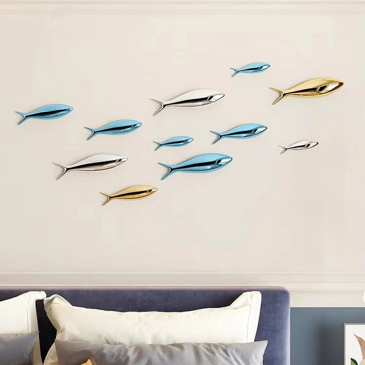 Wholesale Wall Art Living Room Nordic Light Luxury Home Hanging Fish Shape Wall Decoration