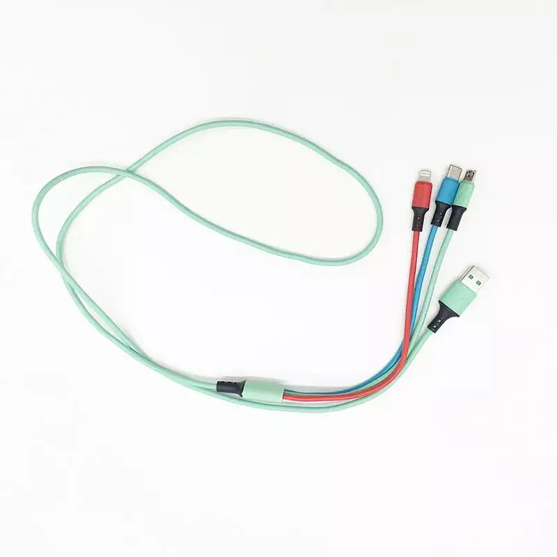 OEM 3 in 1 fast charging usb data cable micro type c wired cable for iphone samsung quickly charging android line for huawei